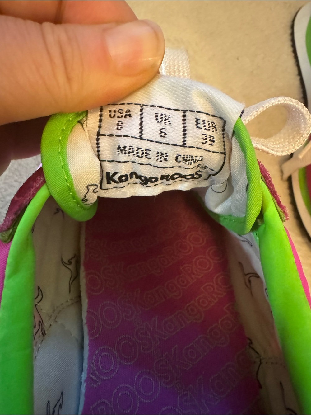 Vintage KangaROOS Neon Pink Green Retro Running Sneakers Size 8 - Picture 6 of 8